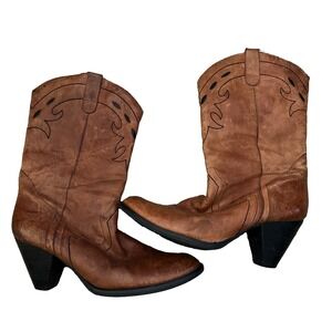 Brown Women's Western Ankle Booties - Stylish Cowboy Heels